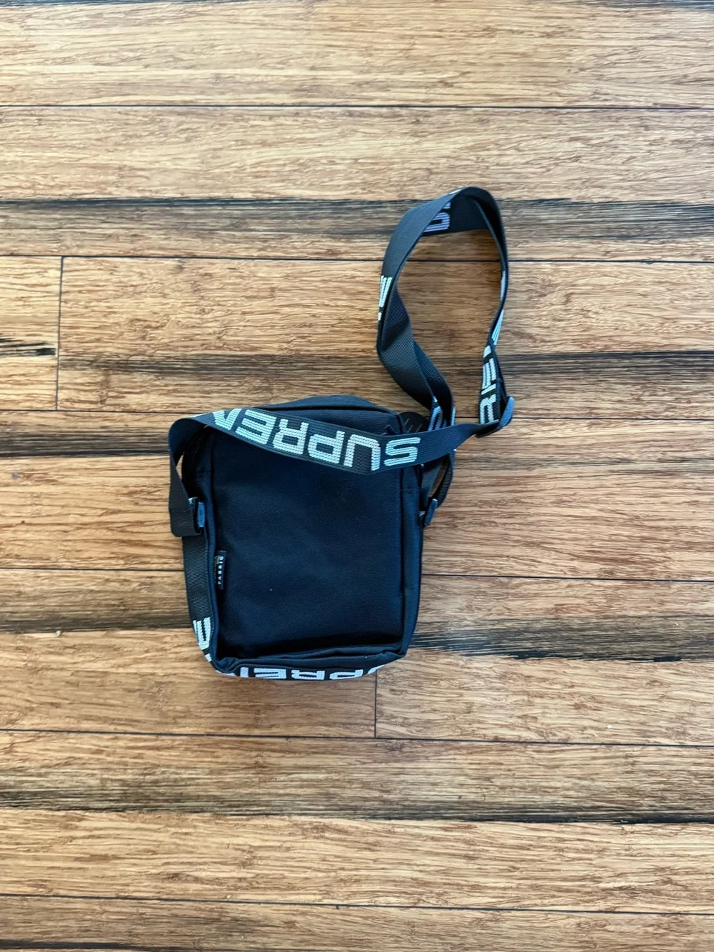 Supreme Black Crossbody Pouch with Branded Strap